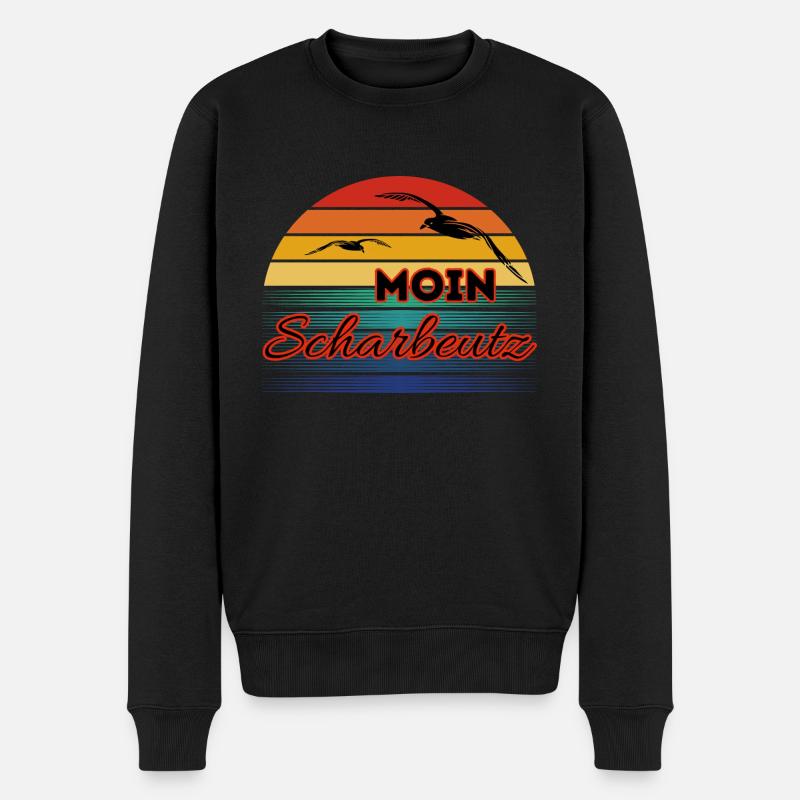 Moin Scharbeutz avec mouette dans le style rétro Scharbeutz - Pull Premium bio Homme - noir