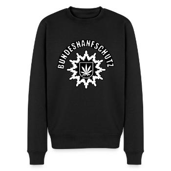 Bundeshanfschutz, simplifiziert, mit Schriftzug - Männer Premium Bio Pullover - Schwarz - Vorne - Nico (187cm)
