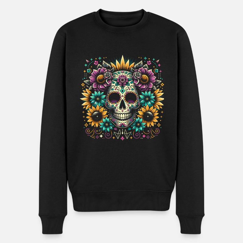 Dia de Los Muertos Sugar Skull Halloween - Männer Premium Bio Pullover - Schwarz