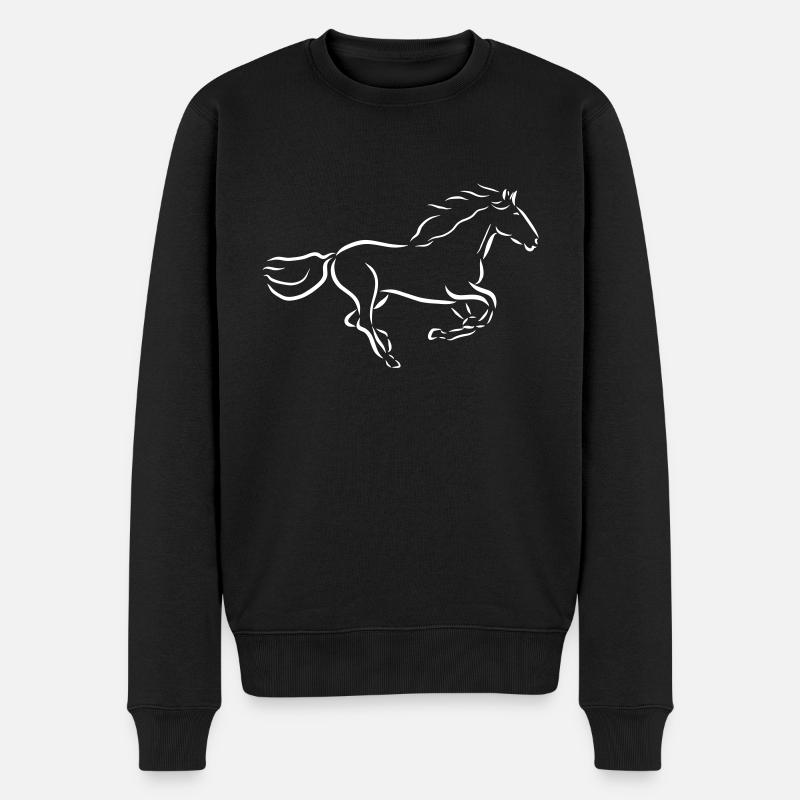 dessin de jument étalon cheval au galop - Pull Premium bio Homme - noir