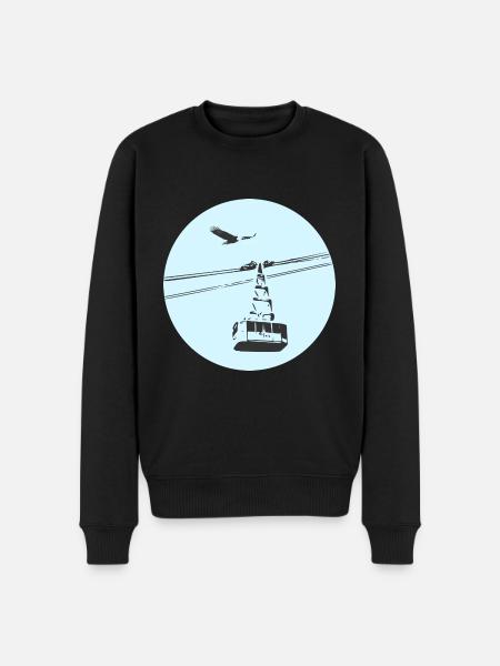 Gondel / Seilbahn mit Adler blau - Männer Premium Bio Pullover - Schwarz