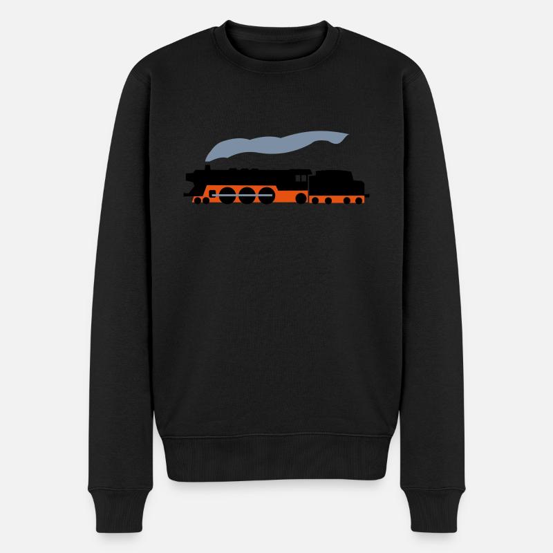 Dampflok - Männer Premium Bio Pullover - Schwarz