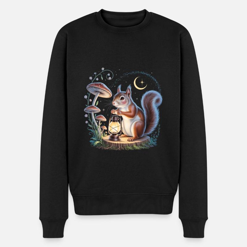 Skurriles Eichhörnchen Cottagecore - Männer Premium Bio Pullover - Schwarz