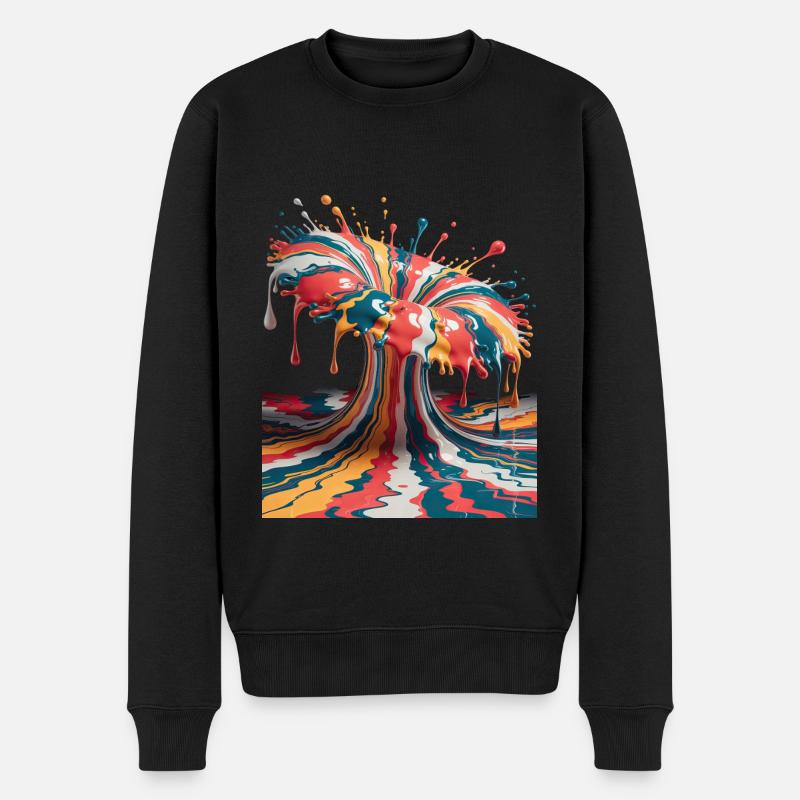 Regenbogen-Farbexplosion - Männer Premium Bio Pullover - Schwarz
