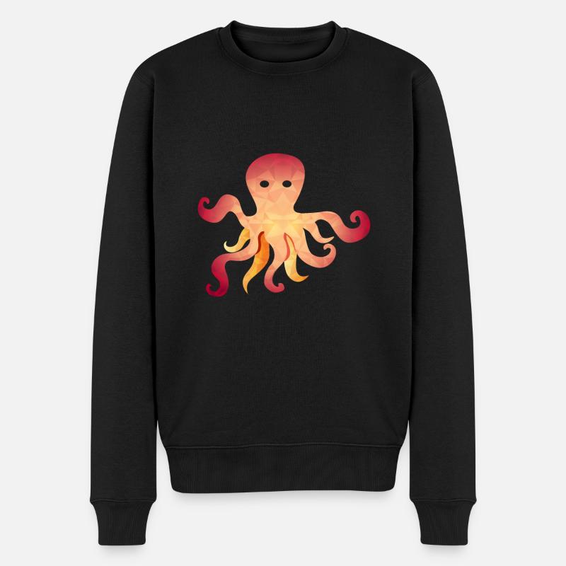 Oktopus Tintenfisch Polygon - Männer Premium Bio Pullover - Schwarz