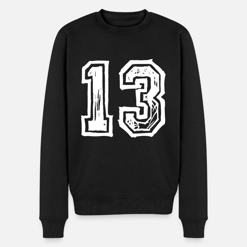13 Zahl Trikot - Männer Premium Bio Pullover - Schwarz
