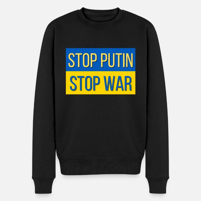 Stop Putin stop war - Männer Premium Bio Pullover - Schwarz