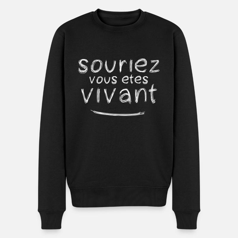 souriez vous êtes vivant - Pull Premium bio Homme - noir