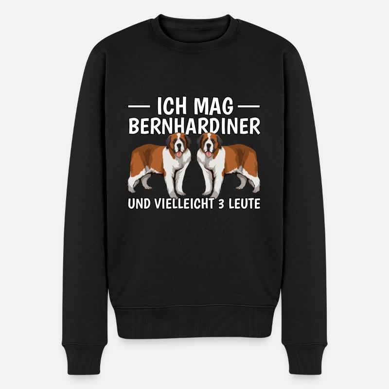 Bernhardiner Ich mag Bernhardiner - Männer Premium Bio Pullover - Schwarz