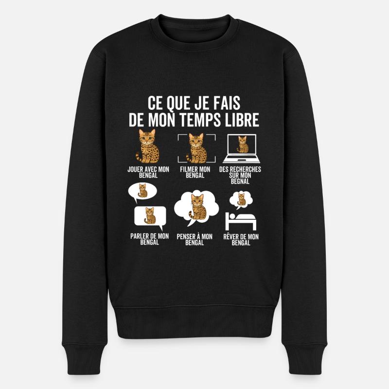 Ce que je fais de mon temps libre – Chat Bengal - Pull Premium bio Homme - noir