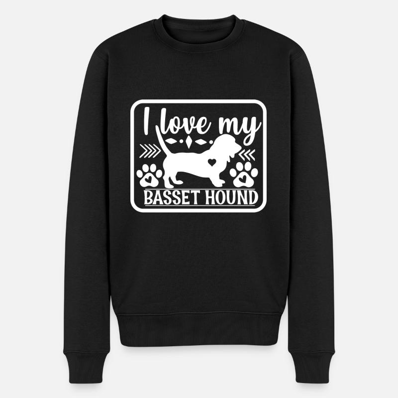 Basset Hound - Pull Premium bio Homme - noir
