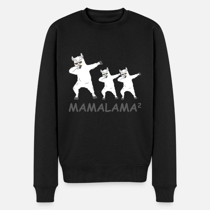 Schwanger werdene Mutter Zwillinge Lama - Männer Premium Bio Pullover - Schwarz