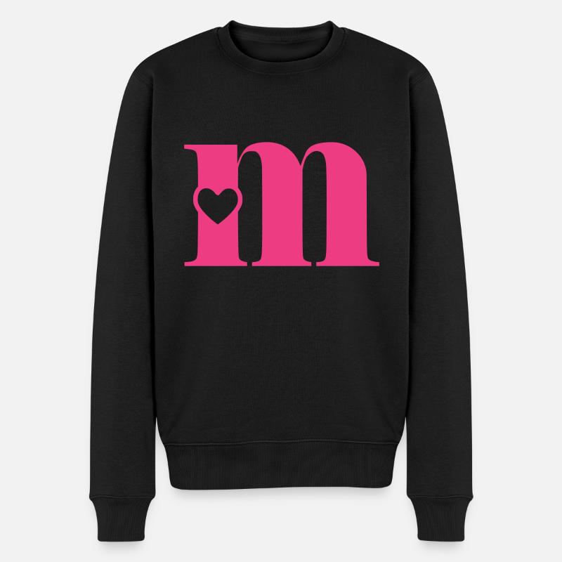 Buchstabe m Anfangsbuchstabe mit Herz - Männer Premium Bio Pullover - Schwarz