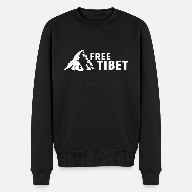 Free Tibet - Männer Premium Bio Pullover - Schwarz