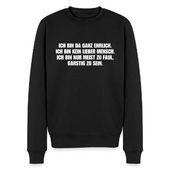 Ganz ehrlich - Männer Premium Bio Pullover - Schwarz - Vorne - Nico (187cm)