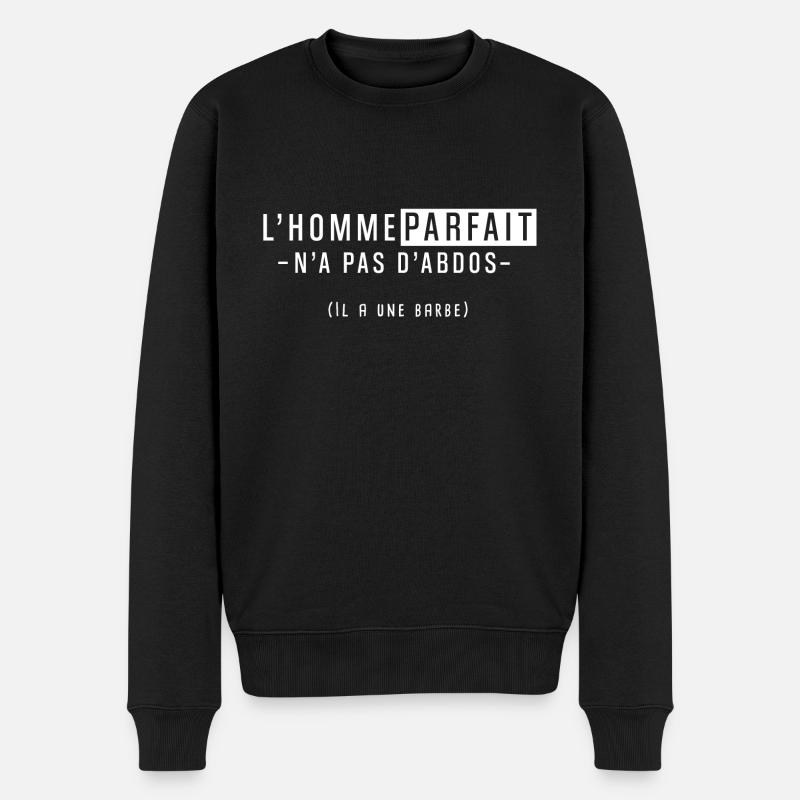L'homme parfait n'a pas d'abdos il a une barbe - Pull Premium bio Homme - noir
