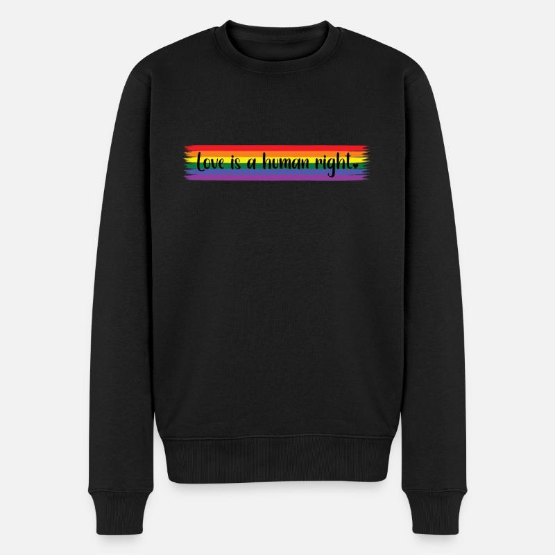 Love is a human right - LGBT Pride Rainbow Design - Männer Premium Bio Pullover - Schwarz