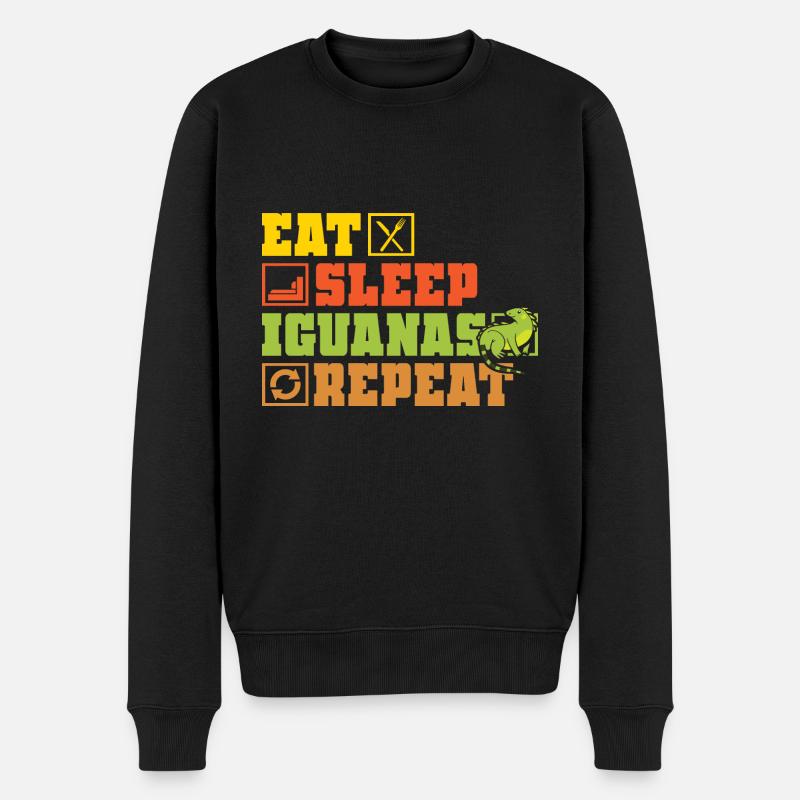 Eat Sleep Iguanas Repeat - Männer Premium Bio Pullover - Schwarz