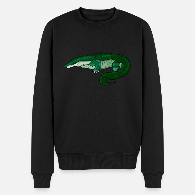 Geometrisch Krokodil Alligator - Männer Premium Bio Pullover - Schwarz