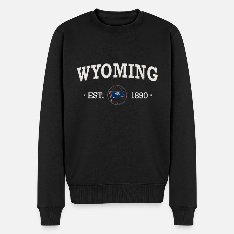 Wyoming Est - Wyoming - Männer Premium Bio Pullover - Schwarz