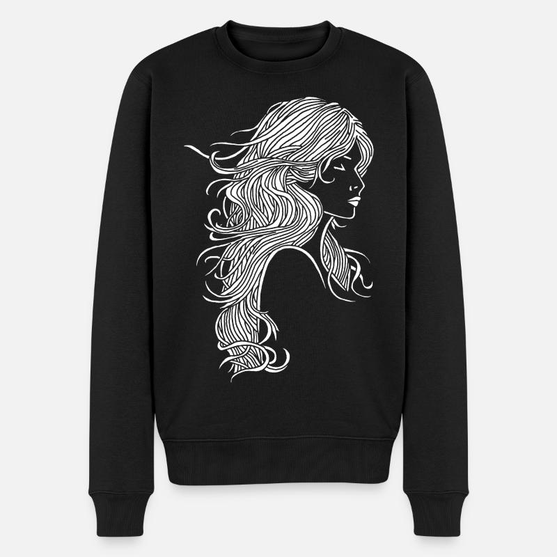 Fille aux cheveux blancs - Pull Premium bio Homme - noir