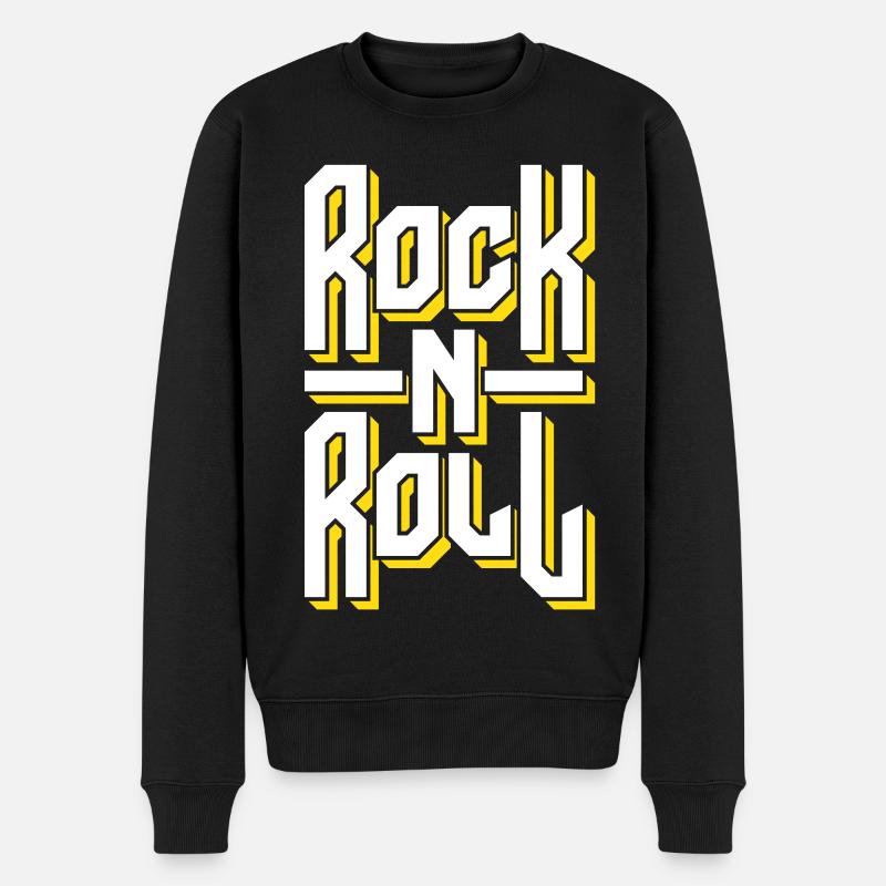 Mutiges Rock'n'Roll-Typografie-Design - Männer Premium Bio Pullover - Schwarz