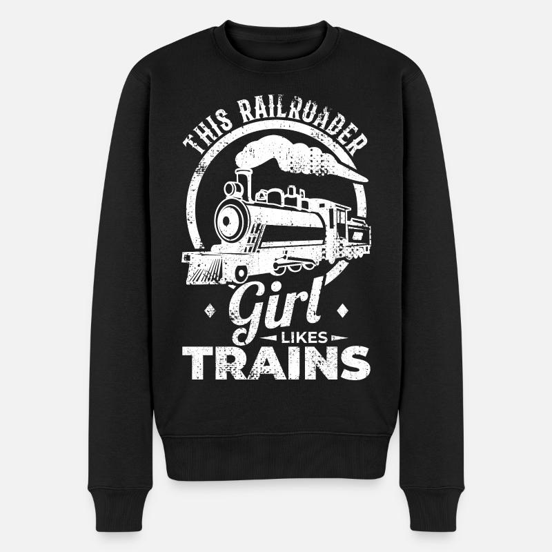 Eisenbahnerin - Männer Premium Bio Pullover - Schwarz