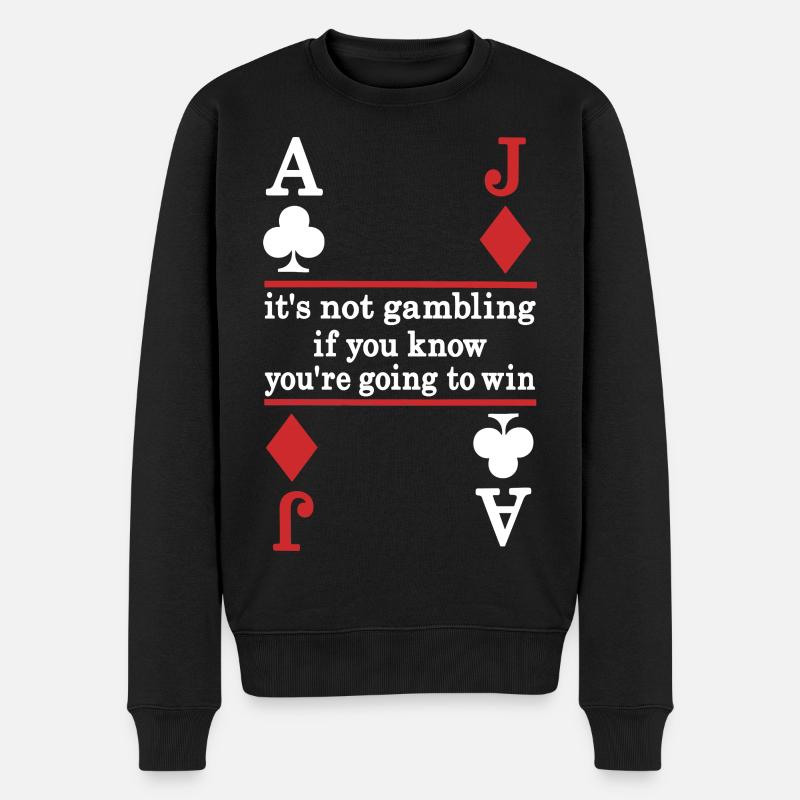 Poker Spruch Karten Motiv - Männer Premium Bio Pullover - Schwarz