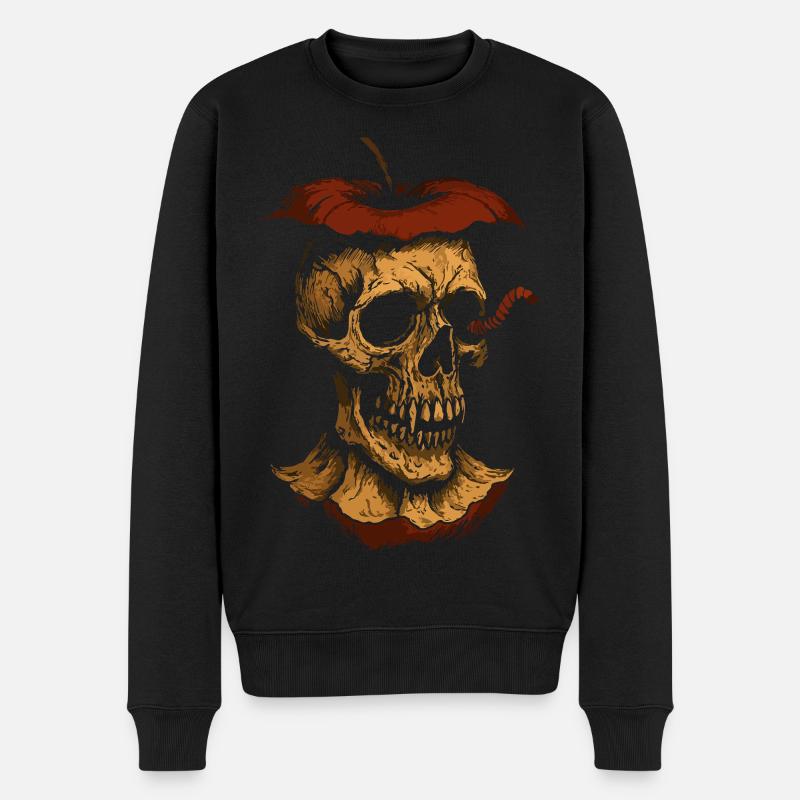 Fauler Apfel Totenkopf Kunst – Dunkles Design - Männer Premium Bio Pullover - Schwarz