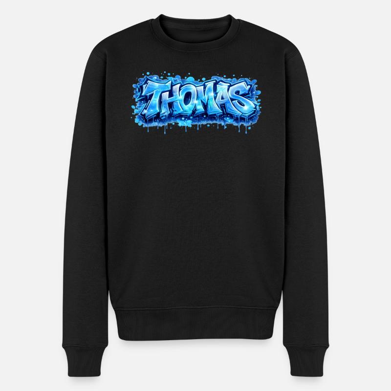 Graffiti   Thomas Prénom cadeau idéal imprimable  - Pull Premium bio Homme - noir