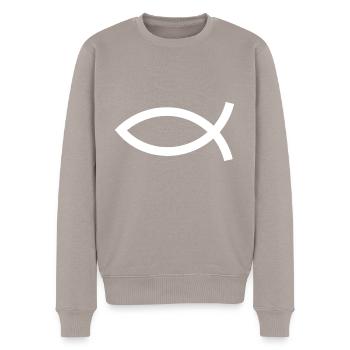 Jésus poisson blanc Ichthys poisson poisson poisson - Pull Premium bio Homme - taupe - Devant - Nico (187cm)