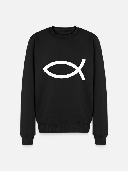 Ryba Jesus biała ryba Ichthys ryba - Ekologiczna męska bluza Premium - czarny