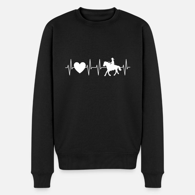 Westernreiten Herzschlag - Ich liebe Reiten - Männer Premium Bio Pullover - Schwarz