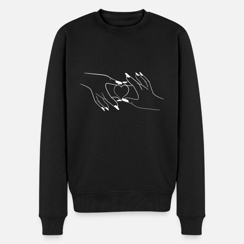 Hände - Männer Premium Bio Pullover - Schwarz