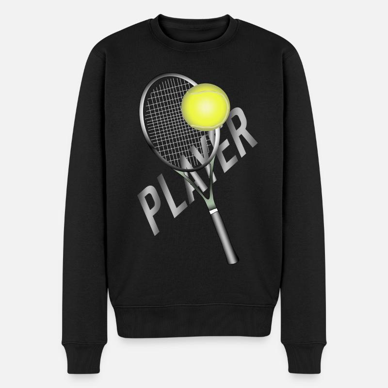 Tennisspieler - Männer Premium Bio Pullover - Schwarz