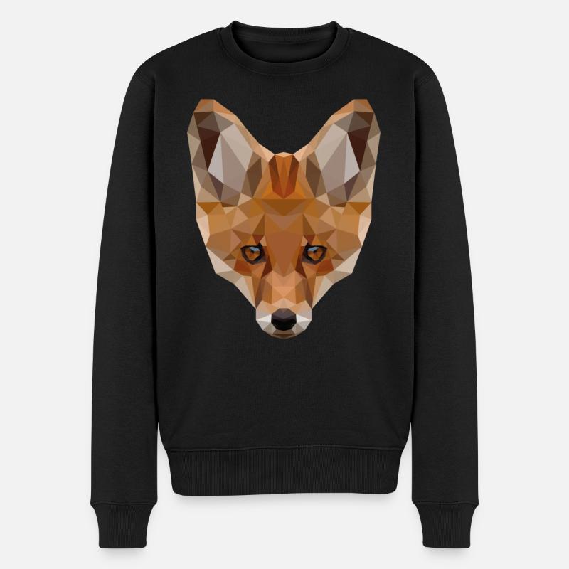 Fuchs | Polygon Fuchs Kopf | Fuchskopf geometrisch - Männer Premium Bio Pullover - Schwarz
