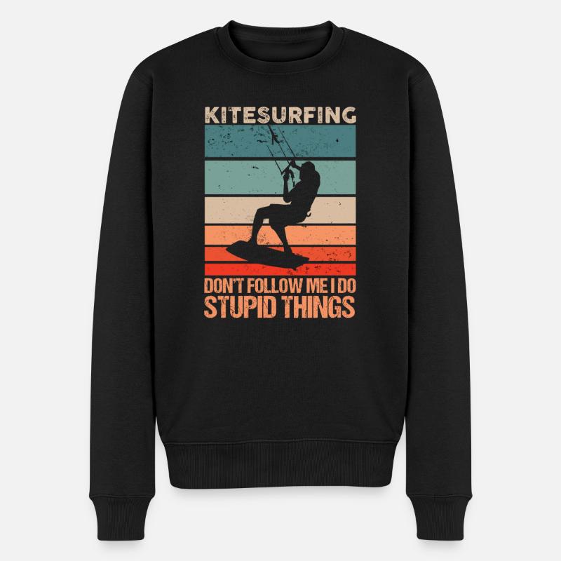 Kiteboarder Kite Surf Surfing Retro Vintage Kiten - Männer Premium Bio Pullover - Schwarz