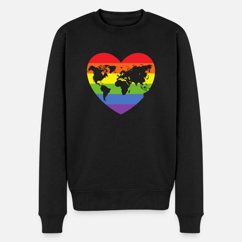 Arc-en-ciel coeur LGBT CSD Love - Pull Premium bio Homme - noir
