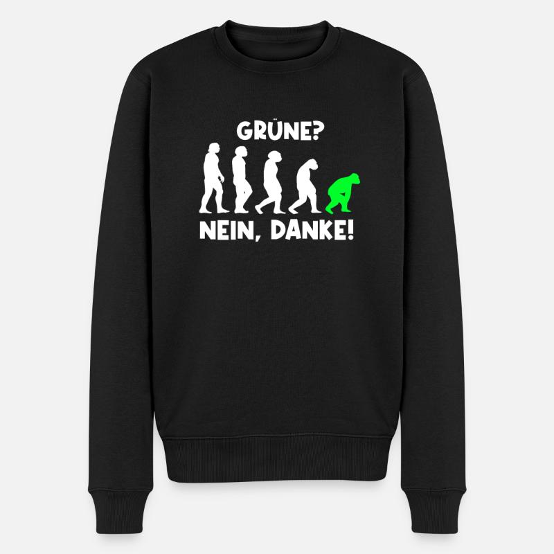 Grün? Nein Danke! Anti Grüne Anti Bearbock - Männer Premium Bio Pullover - Schwarz
