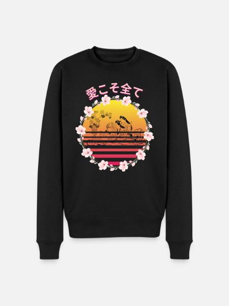 桜の日本語 Love is everything! - Men's Premium Organic Jumper - black