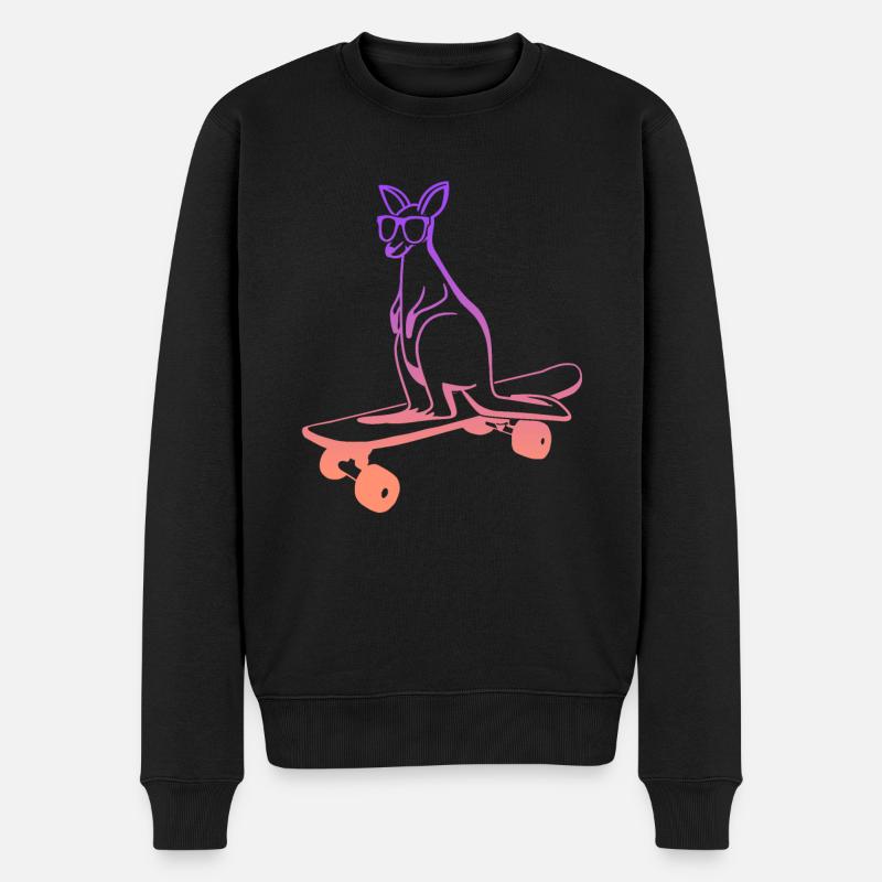 Skateboarding Kangaroo Skateboard Skater - Männer Premium Bio Pullover - Schwarz