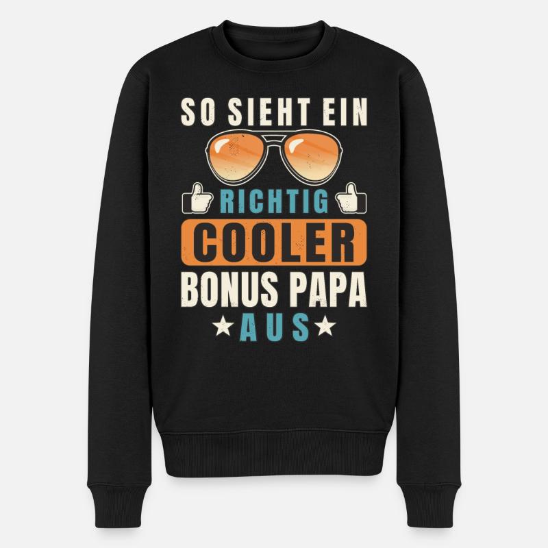 Bonus Papa Cooler Bonus Papa Stiefvater Vatertag - Männer Premium Bio Pullover - Schwarz