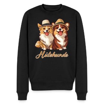 Huetehunde Hütehund Corgis mit Hut lustiges - Männer Premium Bio Pullover - Schwarz - Vorne - Nico (187cm)