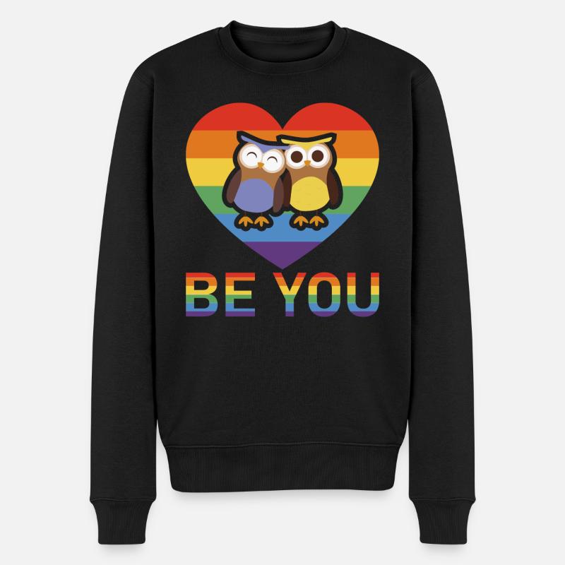 Be You and be Proud #Owls Gay Pride - Männer Premium Bio Pullover - Schwarz
