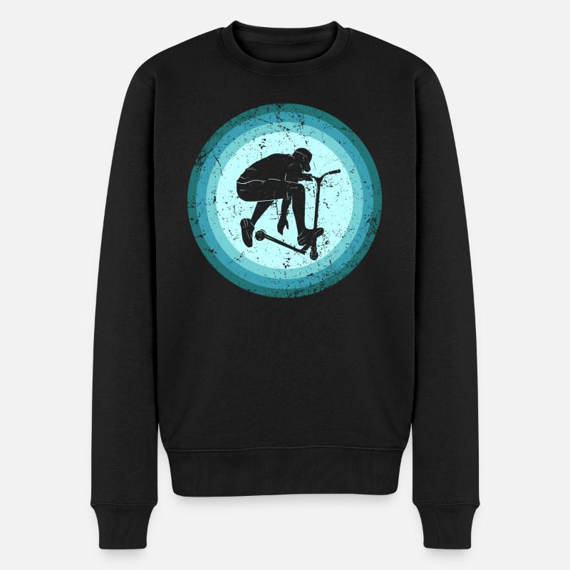 Stunt Scooter Roller Kinder Junge Retro - Männer Premium Bio Pullover - Schwarz
