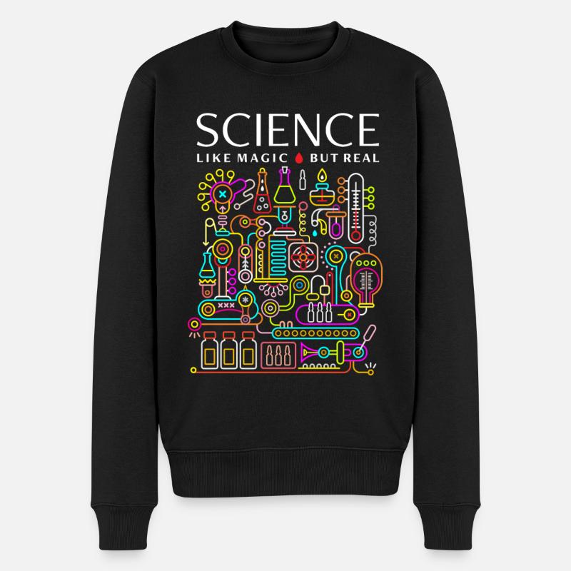Wissenschaft, wie Magie, aber real - Männer Premium Bio Pullover - Schwarz