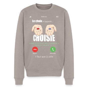 T-shirt-Le choix m'appelle-Matrix Hands Choisissez - Pull Premium bio Homme - taupe - Devant - Nico (187cm)