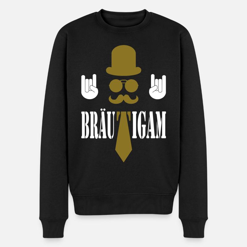 Der Bräutigam - Männer Premium Bio Pullover - Schwarz