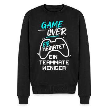 GAME OVER, IL SE MARIE AVEC UN ENTERREMENT DE VIE DE GARÇON - Pull Premium bio Homme - noir - Devant - Nico (187cm)
