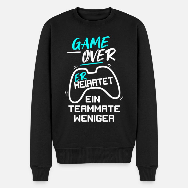 GAME OVER, IL SE MARIE AVEC UN ENTERREMENT DE VIE DE GARÇON - Pull Premium bio Homme - noir